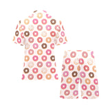 Colorful donut pattern Men's V-Neck Short Pajama Set