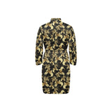 Goldfish Pattern Print Design 01 Men's Long Sleeve Belted Night Robe