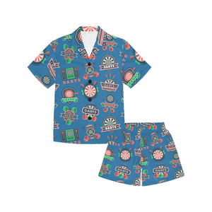 Darts Pattern Print Design 02 Kids' Boys' Girls' V-Neck Short Pajama Set