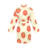 Tomato dot background Women's Long Sleeve Belted Night Robe