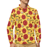 Pizza texture pattern Men's Long Sleeve Polo Shirt