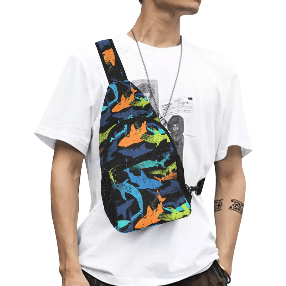 Colorful shark All Over Print Chest Bag