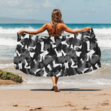 Crow illustration pattern Beach Towel