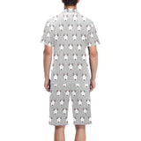 Bull Terrier Pattern Print Design 05 Men's V-Neck Short Pajama Set