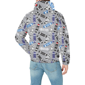 Skate Board Pattern Print Design 03 Men's Padded Hooded Jacket