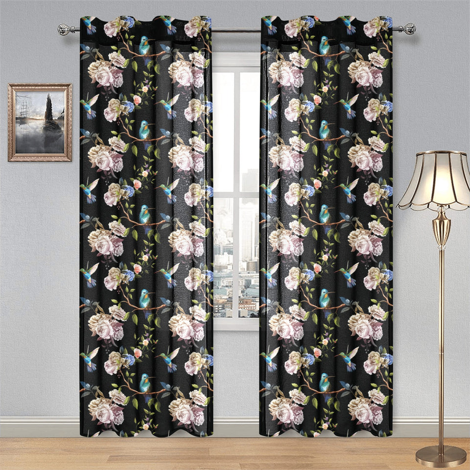 Hummingbird Pattern Print Design 03 Gauze Curtain