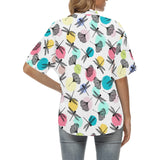 Dragonflies ginkgo leaves pattern Women's All Over Print Hawaiian Shirt