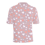coral white heart pattern Men's All Over Print Polo Shirt