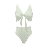 Cucumber pattern background Chest Bowknot High Waisted Bikini Swimsuit