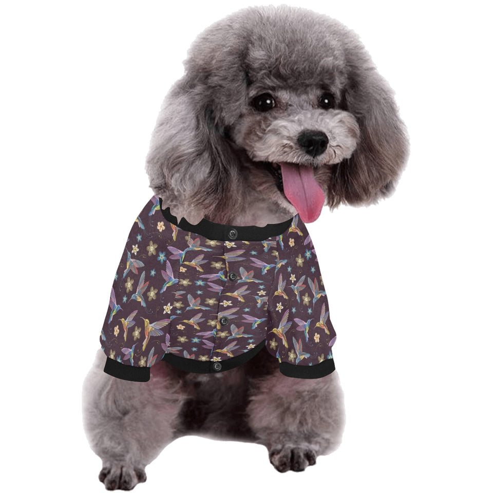 Hummingbird Pattern Print Design 04 All Over Print Pet Dog Round Neck Fuzzy Shirt