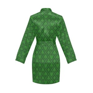 Casino Cards Suits Pattern Print Design 04 Women's Long Sleeve Belted Night Robe