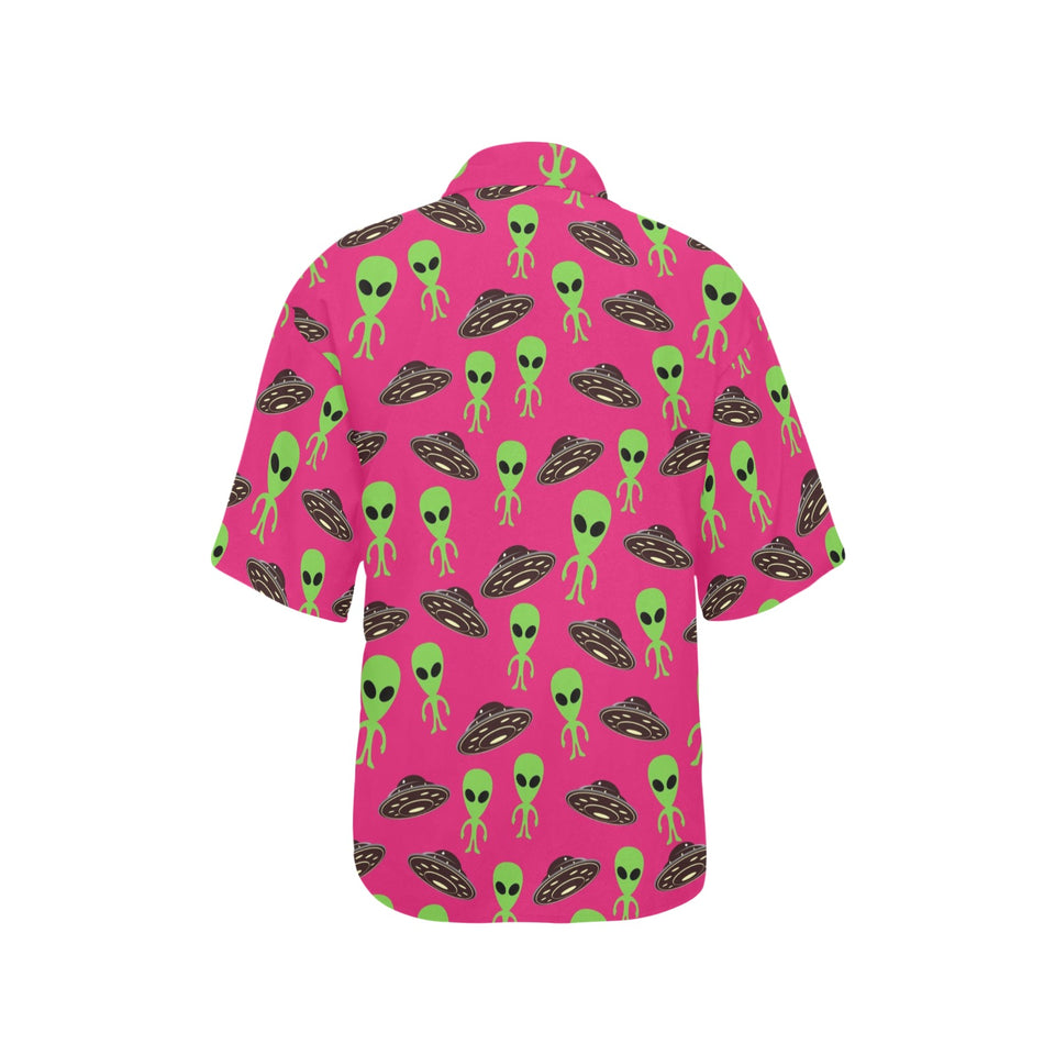 Alien Pattern Print Design 03 Women's All Over Print Hawaiian Shirt