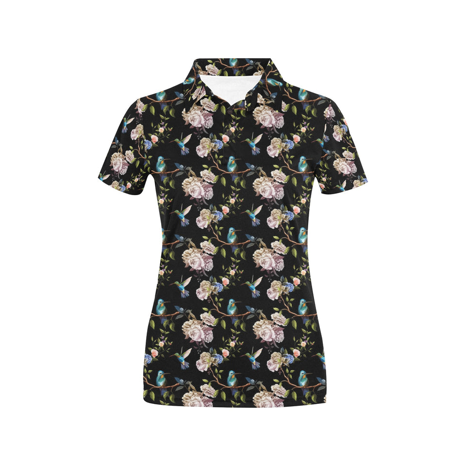Hummingbird Pattern Print Design 03 Women's All Over Print Polo Shirt