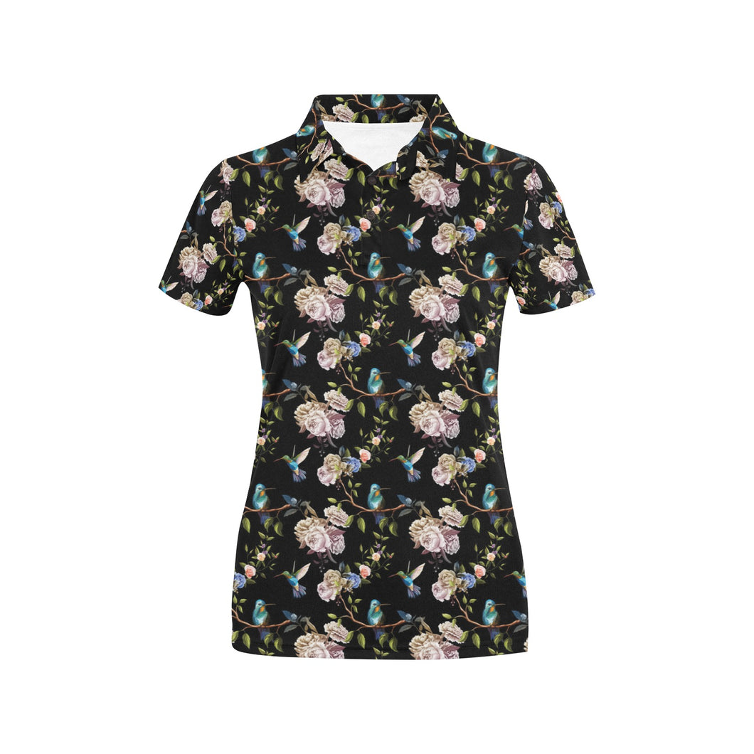 Hummingbird Pattern Print Design 03 Women's All Over Print Polo Shirt