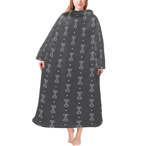 Engine Piston Black Background Pattern Design 02 Blanket Robe with Sleeves