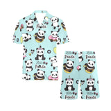 Cute baby panda pattern Men's V-Neck Short Pajama Set