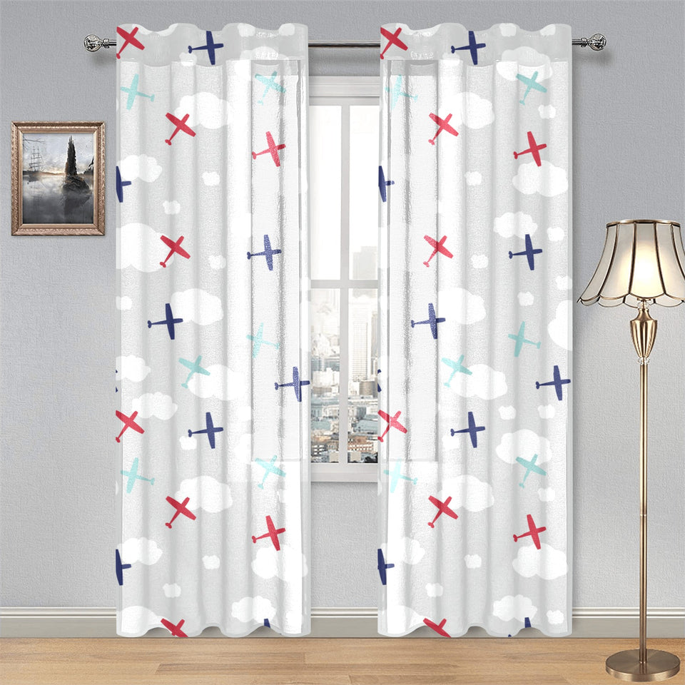 Airplane cloud grey background Gauze Curtain
