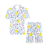Duck Pattern Print Design 01 Men's V-Neck Short Pajama Set