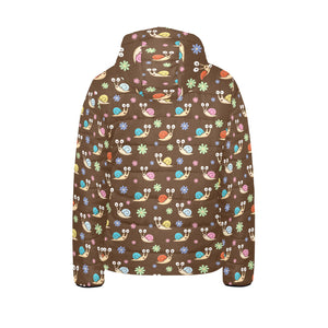 Snail Pattern Print Design 03 Kids' Boys' Girls' Padded Hooded Jacket