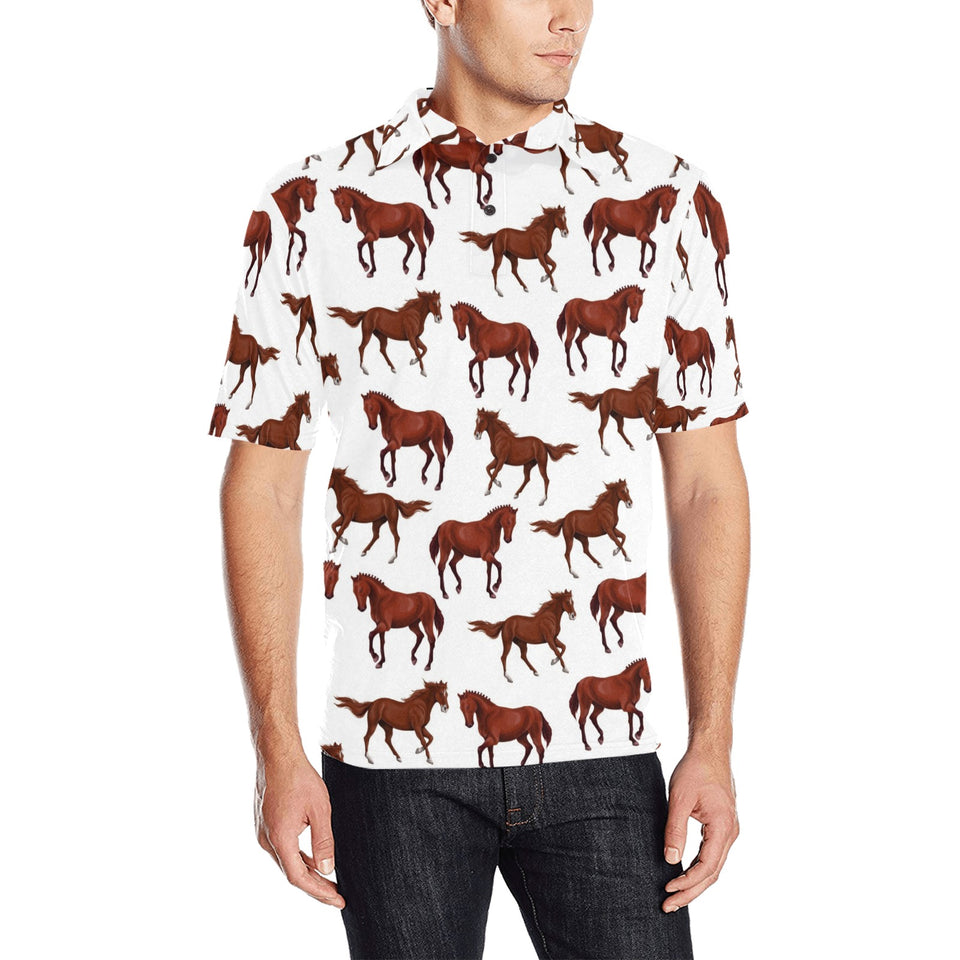 Horses running pattern background Men's All Over Print Polo Shirt