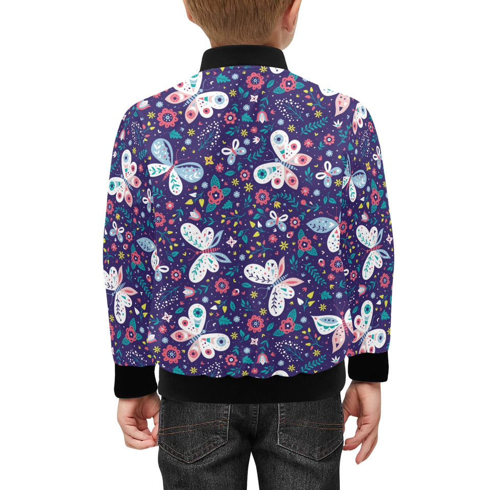 Colorful butterfly flower pattern.eps Kids' Boys' Girls' Bomber Jacket