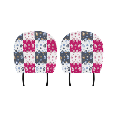 Teddy Bear Pattern Print Design 03 Car Headrest Cover