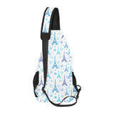 Blue Eiffel Tower Theme Pattern Print Design 01 All Over Print Chest Bag
