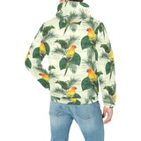 Beautiful parrot palm leaves pattern Men's Padded Hooded Jacket