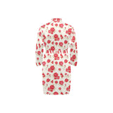 Rose Pattern Print Design 01 Men's Long Sleeve Belted Night Robe