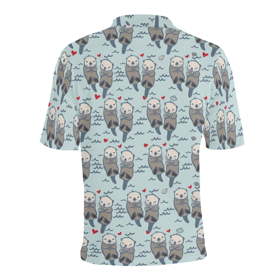 Lovely Sea Otter Pattern Men's All Over Print Polo Shirt
