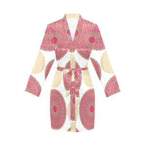 Circle indian pattern Women's Long Sleeve Belted Night Robe
