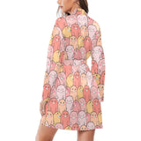 Pig Pattern Print Design 04 Women's Long Sleeve Belted Night Robe