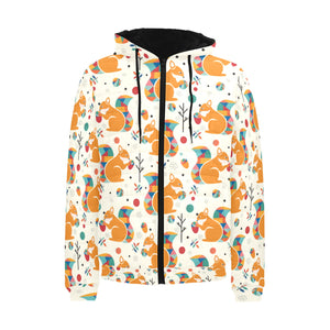 Squirrel Pattern Print Design 04 Men's Padded Hooded Jacket