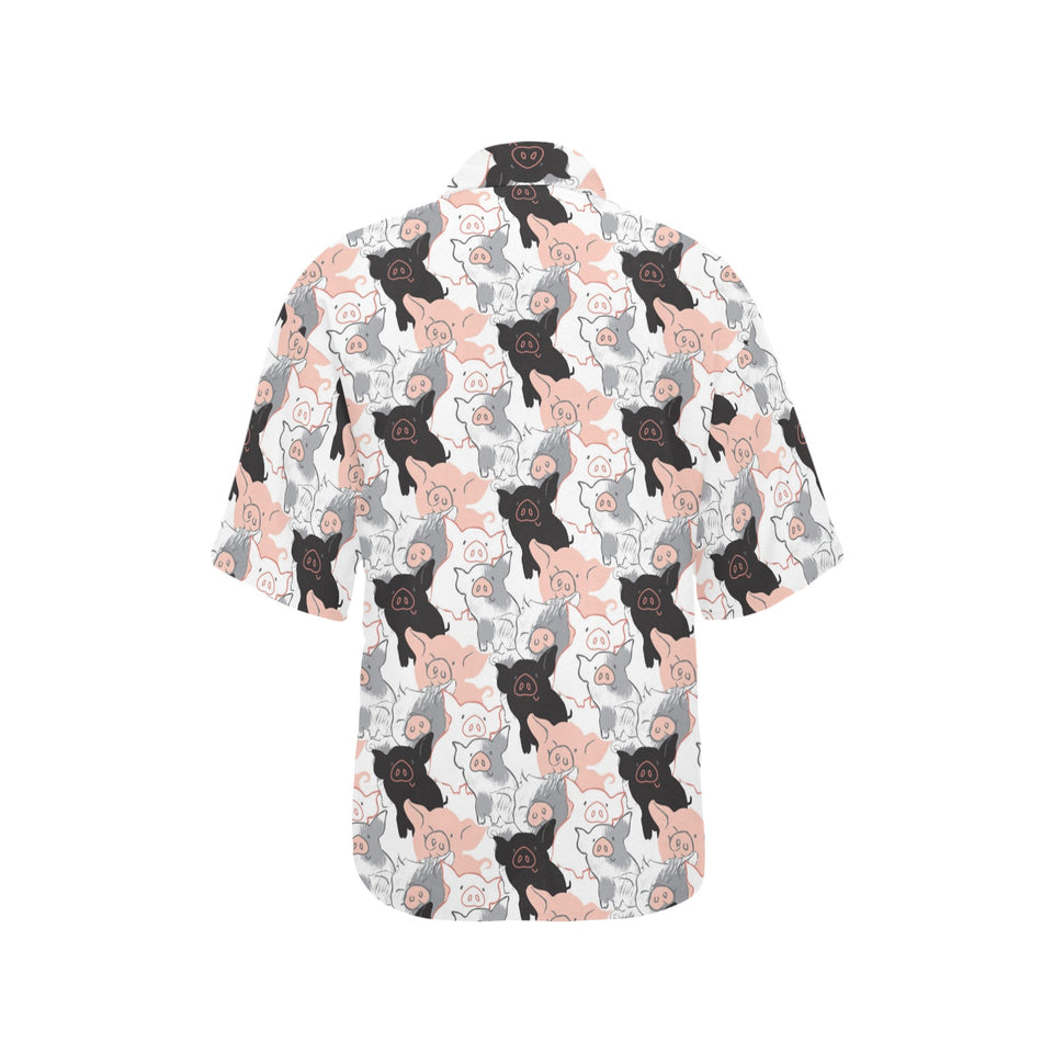 Pig Pattern Print Design 05 Women's All Over Print Hawaiian Shirt
