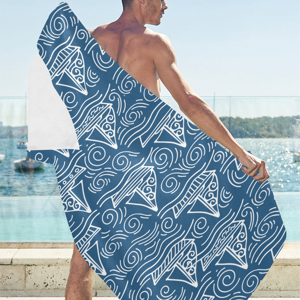 Hand drawn sailboat pattern Beach Towel