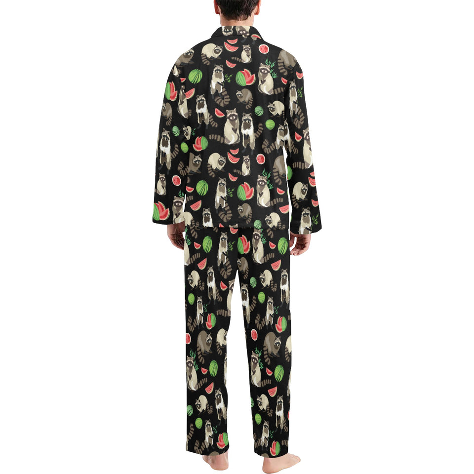 Raccoon watermelon pattern Men's Long Pajama Set