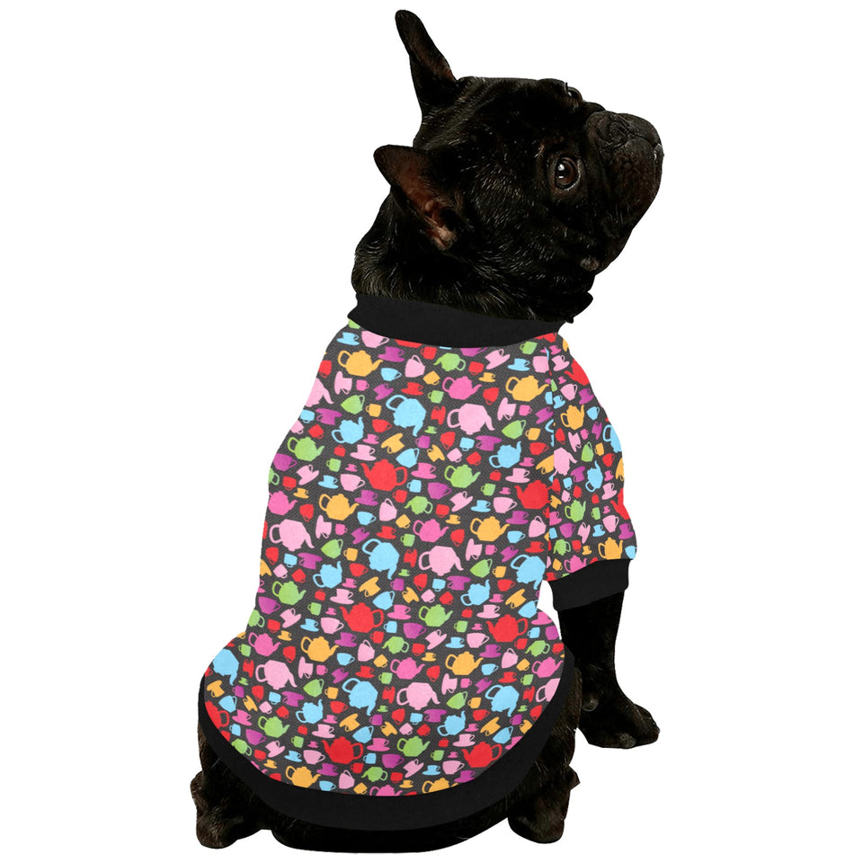 Tea pots Pattern Print Design 01 All Over Print Pet Dog Round Neck Fuzzy Shirt