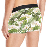 White orchid flower tropical leaves pattern Men's All Over Print Boxer Briefs Men's Underwear