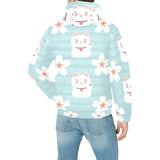 Maneki neko cat sakura Men's Padded Hooded Jacket