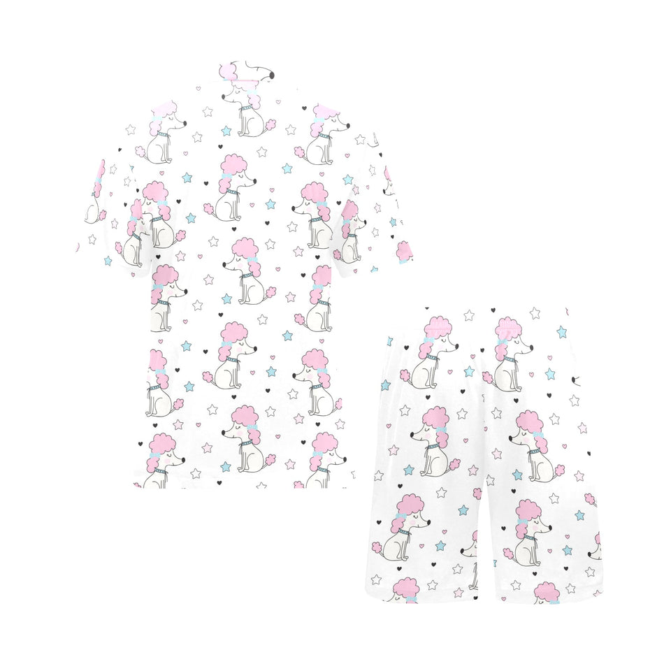 Cute poodle dog star pattern Men's V-Neck Short Pajama Set