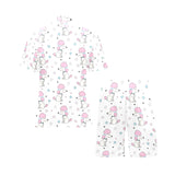Cute poodle dog star pattern Men's V-Neck Short Pajama Set