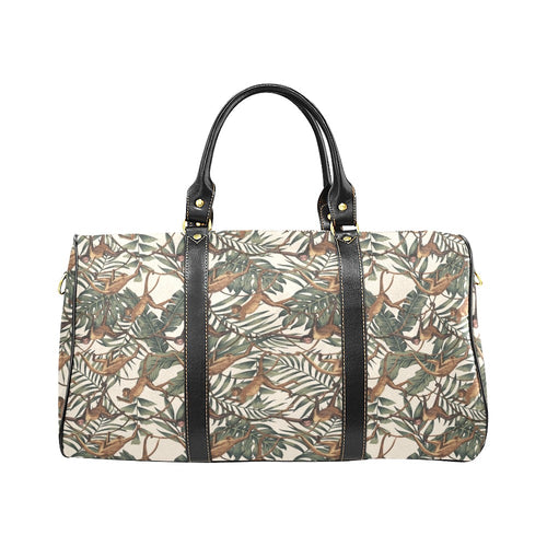 Monkey tropical leaves background Travel Bag
