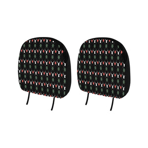 Deer Christmas new year pattern argyle Car Headrest Cover