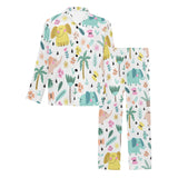 Cute elephants palm tree flower butterfly pattern Men's Long Pajama Set