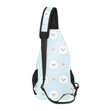 White cute pomeranian pattern All Over Print Chest Bag