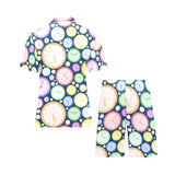 Colorful clock background Men's V-Neck Short Pajama Set