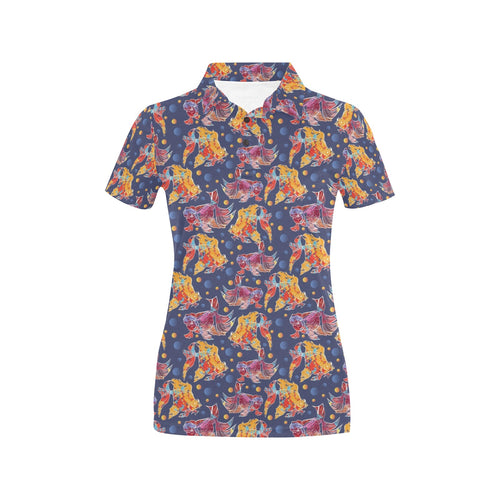 Goldfish Pattern Print Design 05 Women's All Over Print Polo Shirt