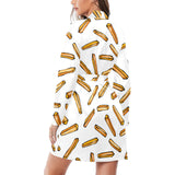 French fries potato pattern Women's Long Sleeve Belted Night Robe
