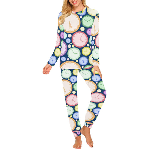 Colorful clock background Women's All Over Print Pajama Set
