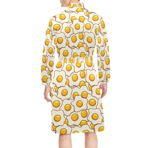 Fried Eggs Pattern Print Design 02 Men's Long Sleeve Belted Night Robe